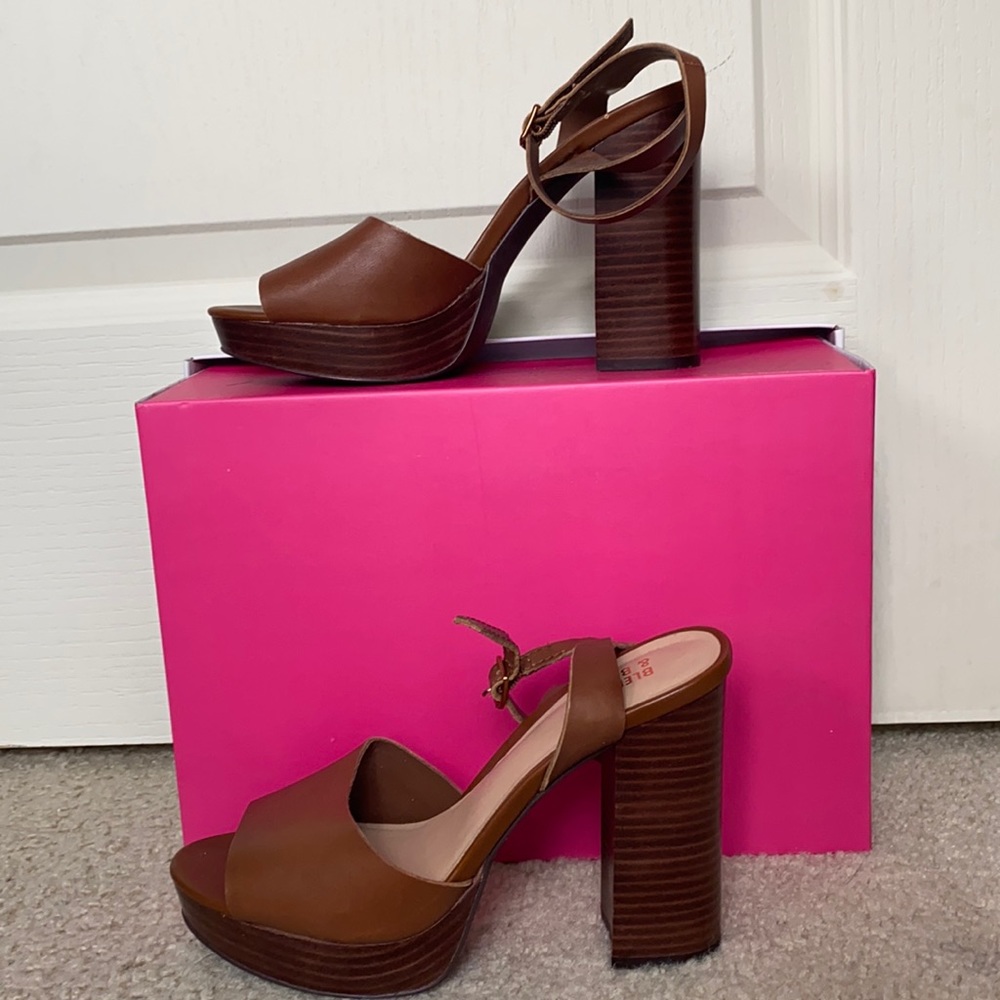 Chucky brown open toe heels